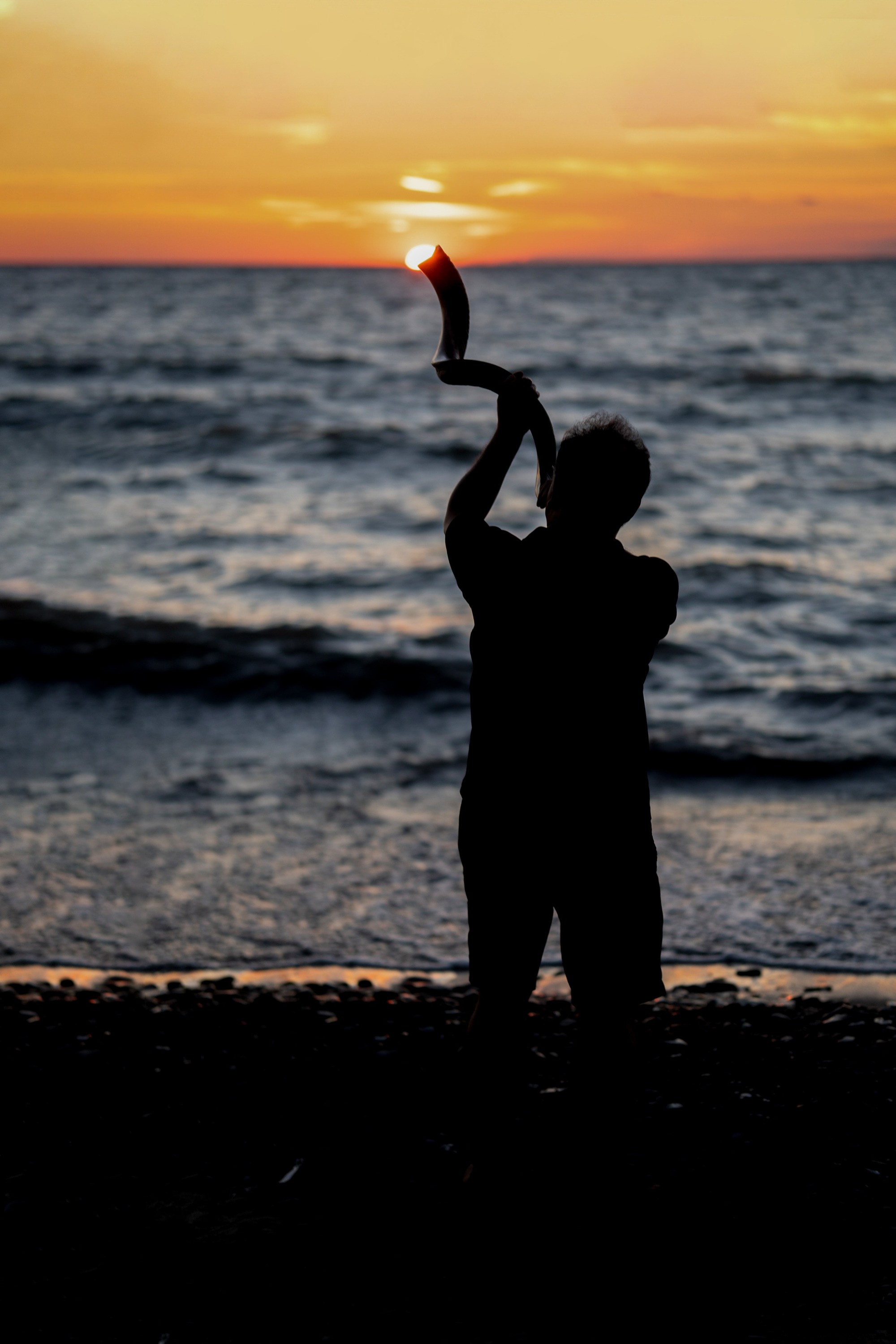 Man playing the shofar